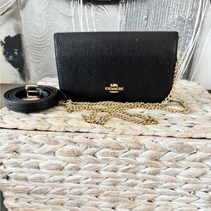 Coach Black and Gold Chain Wallet